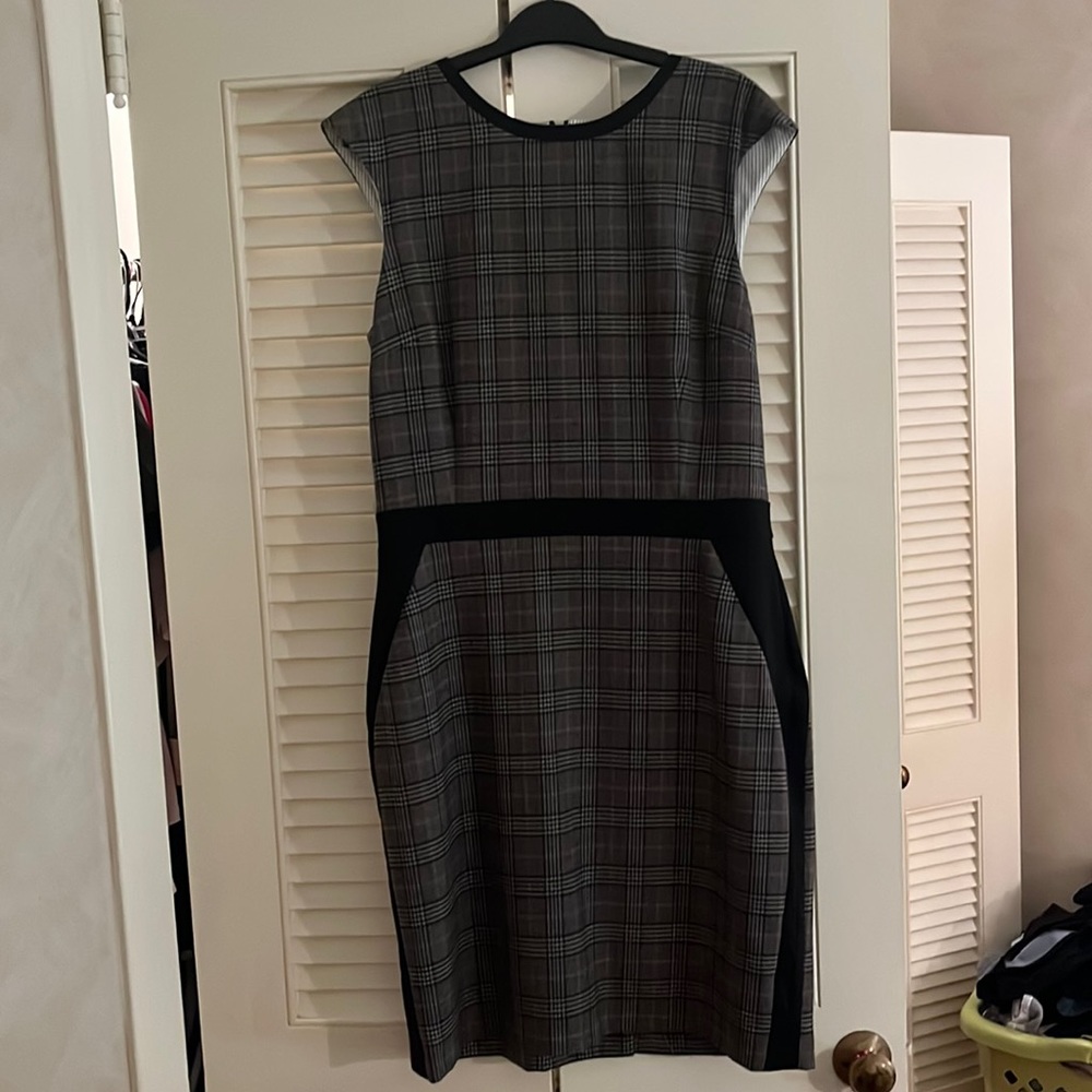 Brooks Brothers brown and black plaid sleeveless dress
